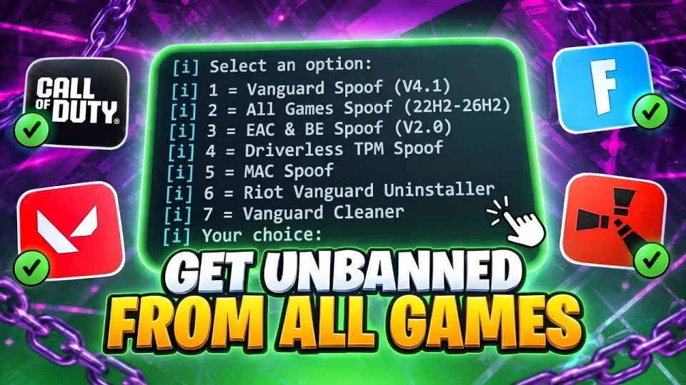Best HWID Spoofer 2026 - Get Unbanned From Any Game Under 1 Minute!